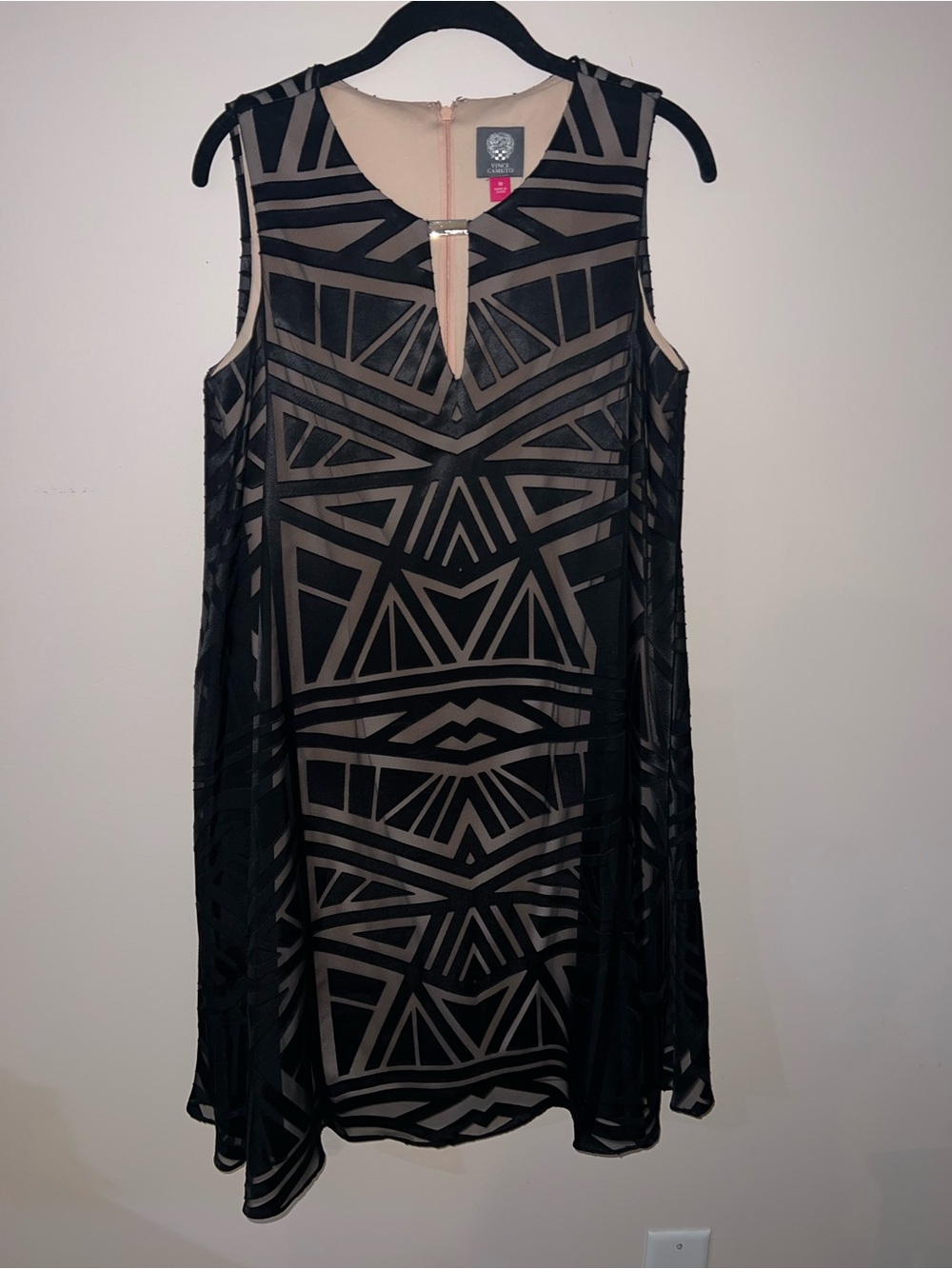 Vince Camuto Black Geometric Overlay Mini Dress